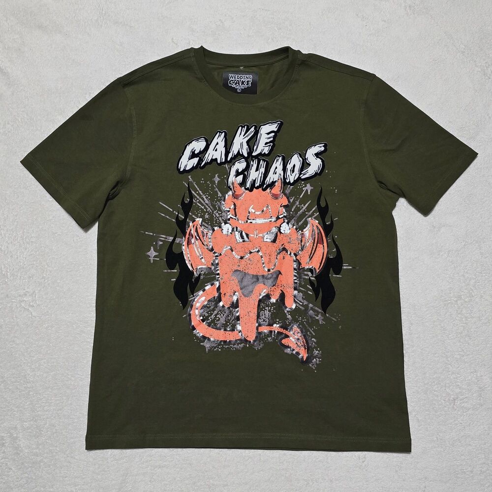 Wedding Cake Streetwear Graphic T-Shirt "Cake Chaos" Design Men's Size Large